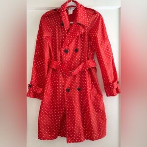 Comme Des Garcons Red White Polka Dot Rain Jacket Trench Coat Size XS S